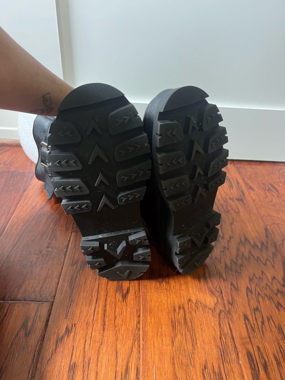 Zara Black Buckled Lug Sole Platform Boots - Picture 9 of 13